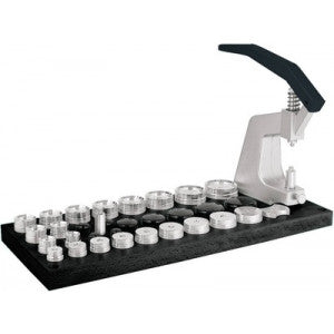 BERGEON 5500-A Complete Press for Crystals with 30 Dies on Wooden Base