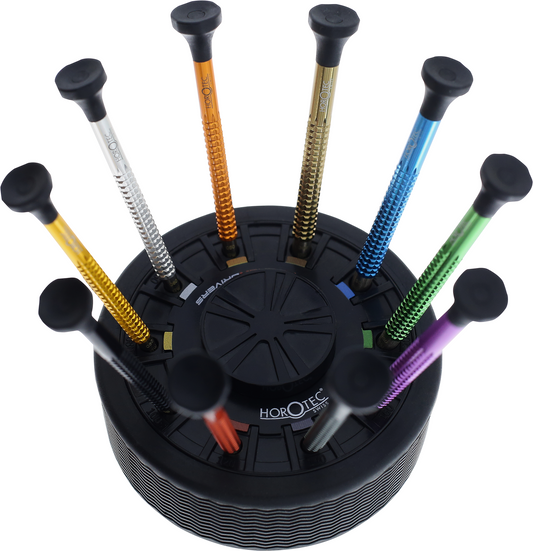 HOROTEC® Screwdriver Set with 10 Screwdrivers, Rotating Base and Spare Blades