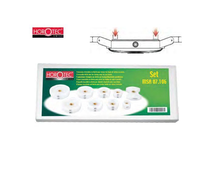 HOROTEC® Die Assortment, 9 Delrin® Screw-on Reversable Dies, for Snap-On Case Backs