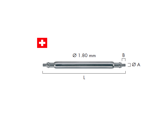 SWISS MADE 1.8mm Diameter (heavy-duty spring bar thickness)