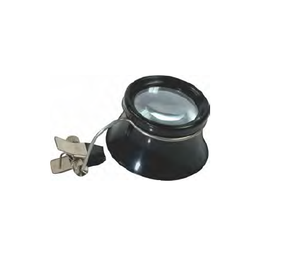 Loupe in Black Plastic with Clip for Glasses, Ø 23 mm Lens