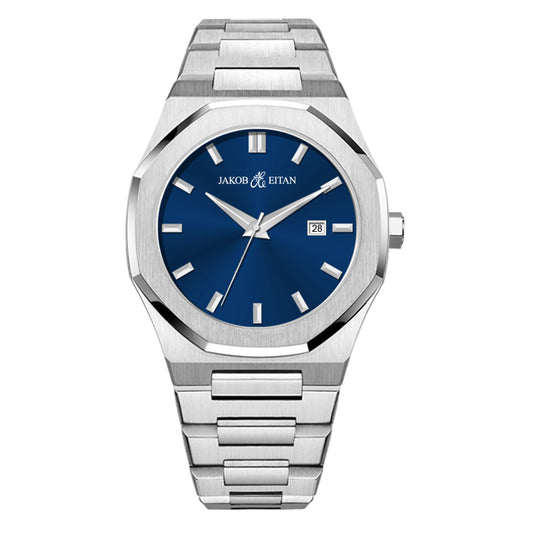 Jakob Eitan 41mm Sports Watch with Blue Dial and Stainless Steel case and Bracelet