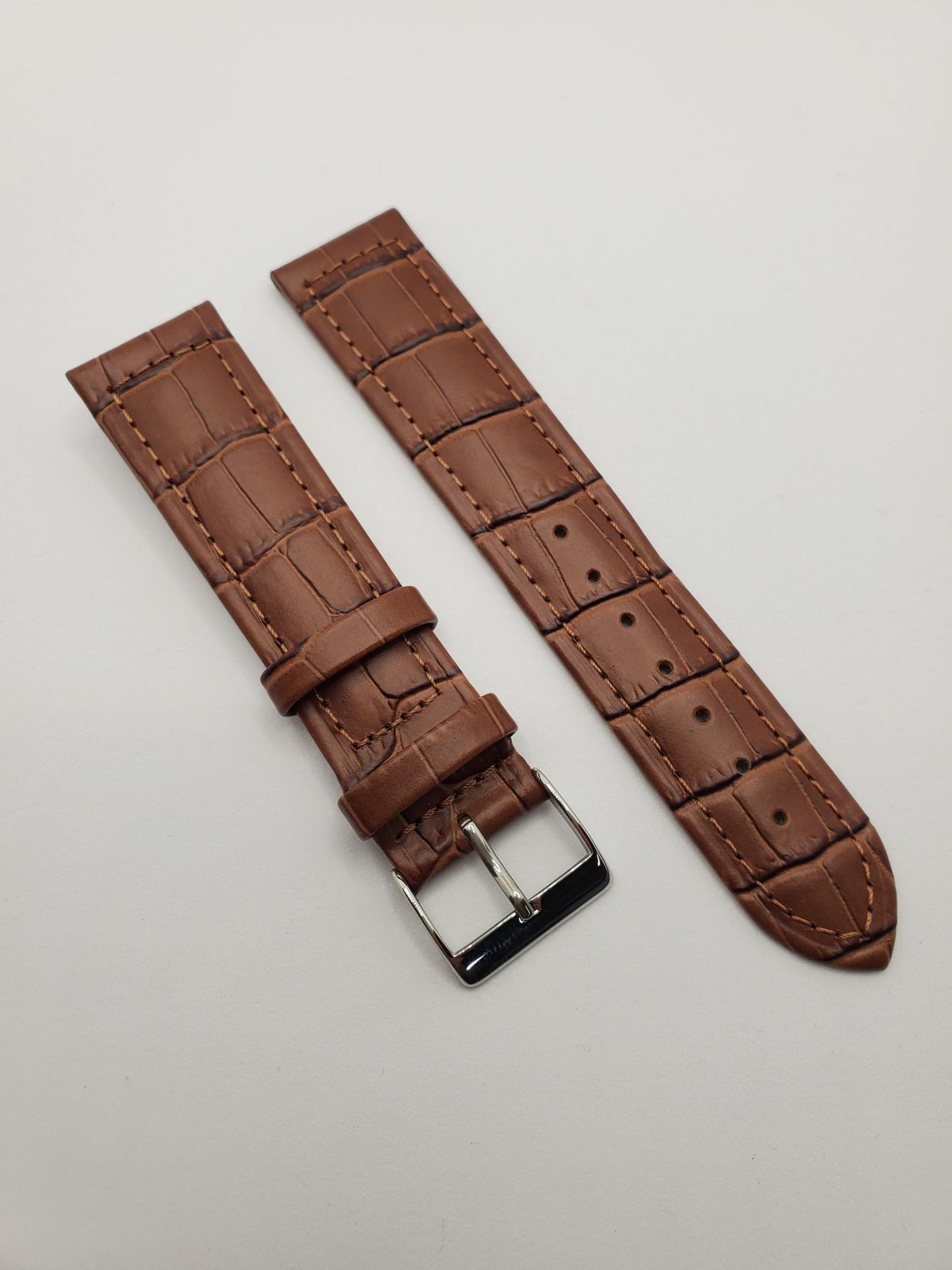 Alligator Grain Leather Strap with Steel Buckle