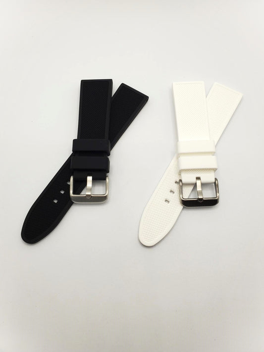 Textured Silicone Strap with Steel Buckle (Avail. Black and White)