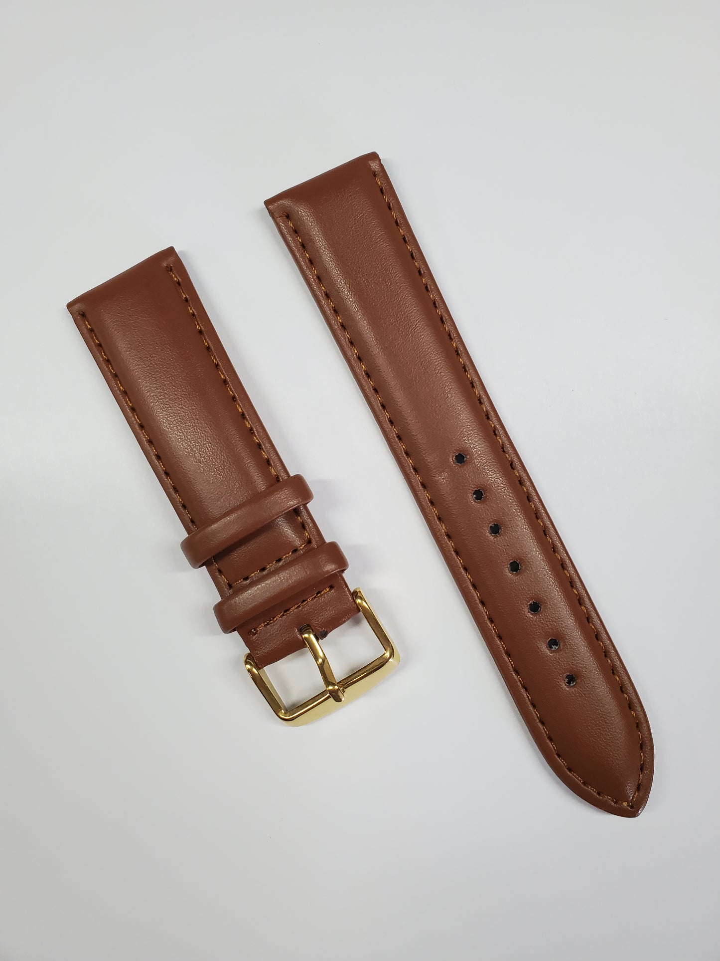 Brown Leather with Brown Stitching and Gold-tone Buckle