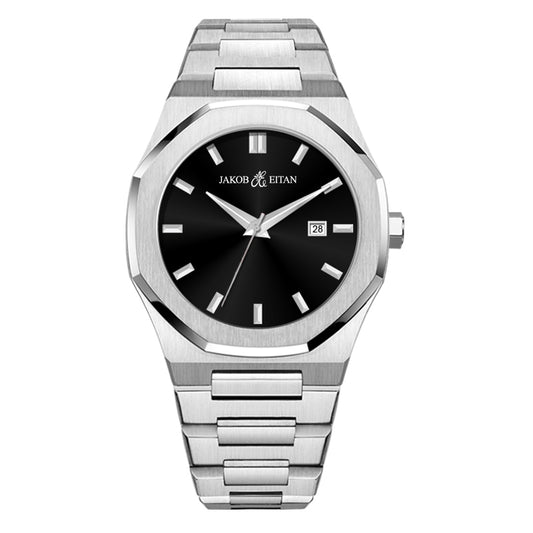 Jakob Eitan 41mm Sports Watch with Black Dial and Stainless Steel case and Bracelet