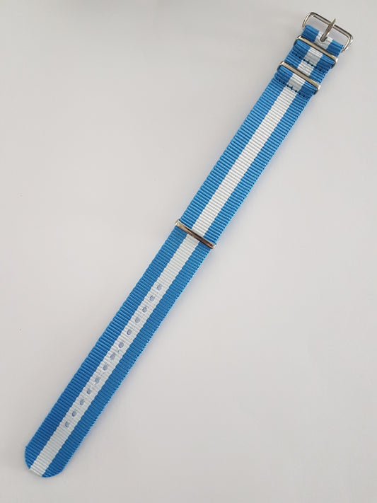 Light Blue Nato Strap (3 Stripes) - Watch Off The Cuff