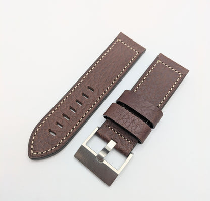 Buffalo Grain Leather Strap with Steel Buckle (avail. Black, Brown)