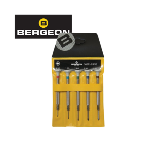 BERGEON 30081-P05 Set of 5 Watchmaker's Screwdriver Ergonomic in Steel