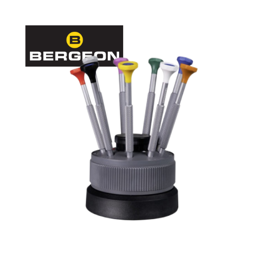 BERGEON 31081-S09 Set of 9 Amnetic Screwdrivers on Rotating Base