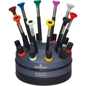 BERGEON 6899-S10 Set of 10 Stainless Steel Screwdrivers on Rotating Base - Watch Off The Cuff