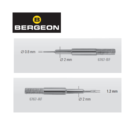 BERGEON 6767-F Spring Bar Tool, Dual Tip, 1.2 mm Fork End, Ø 0.8 mm Round End - Watch Off The Cuff