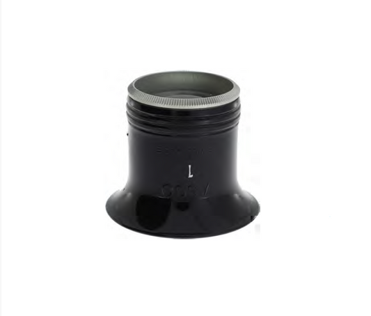 Loupe in Black Plastic with Screwed Aluminum Bezel, Ø 25 mm Lens