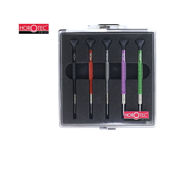 HOROTEC® Aluminum Screwdriver Set with 5 Screwdrivers in Plastic Box