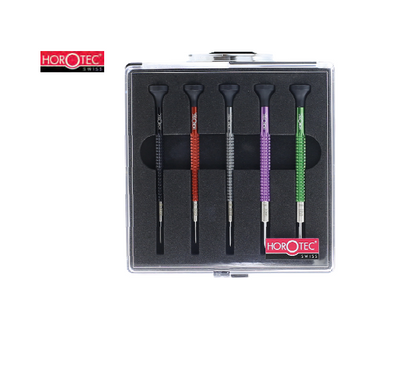 HOROTEC® Aluminum Screwdriver Set with 5 Screwdrivers in Plastic Box