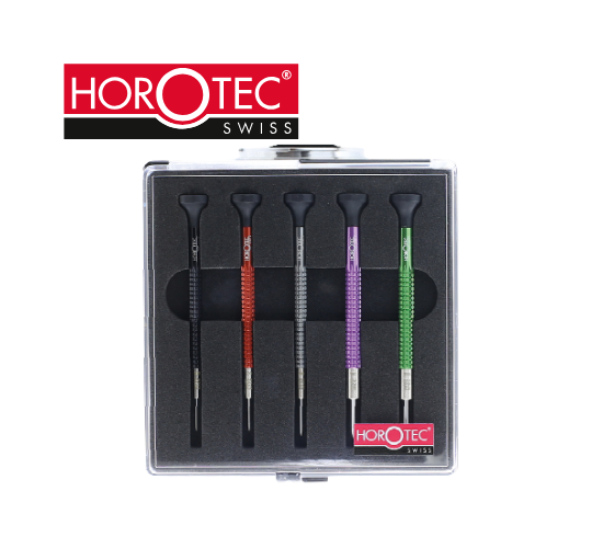 HOROTEC® Aluminum Screwdriver Set with 5 Screwdrivers in Plastic Box
