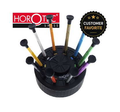 HOROTEC® Screwdriver Set with 10 Screwdrivers, Rotating Base and Spare Blades