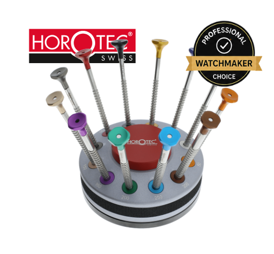 HOROTEC® Screwdriver Set with 12 Screwdrivers, Rotating Base and Spare Blades