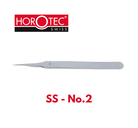 HOROTEC® Stainless Steel Tweezer, Fine and Flat Tips, No. 2
