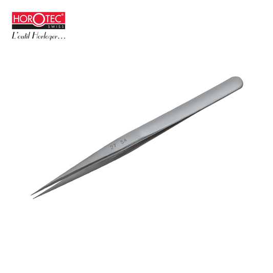 MSA12.302-27 HOROTEC® STRONG AND POINTED TWEEZERS FOR STONES, No. 27 / ANTIMAGNETIC STEEL 904L / L135 mm