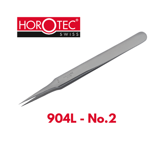 HOROTEC® Antimagnetic Steel 904L Tweezer with Fine and Flat Tips, No.2