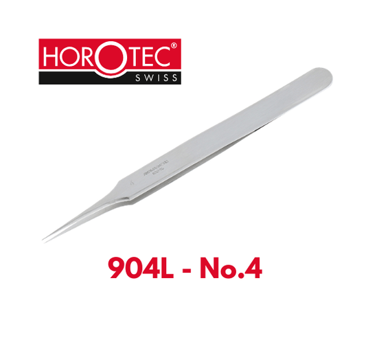HOROTEC® Antimagnetic Steel 904L Tweezer, Long Fine Tips for Hairsprings Stones, No.4