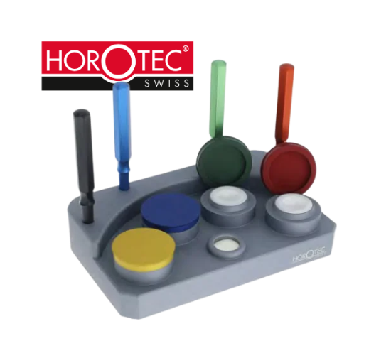 MSA17.103 HOROTEC® COMPLETE ALUMINIUM OIL CUP SET  Contents : - Shot blasted aluminium base, grey anodized - 4 white ceramic cups - 4 oilers with aluminium handle Ø 6 mm in different colours. The cups can be replaced individually.