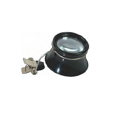 Loupe in Black Plastic with Clip for Glasses, Ø 23 mm Lens