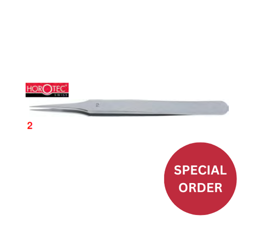 HOROTEC® Stainless Steel Tweezer, Fine and Flat Tips, No. 2