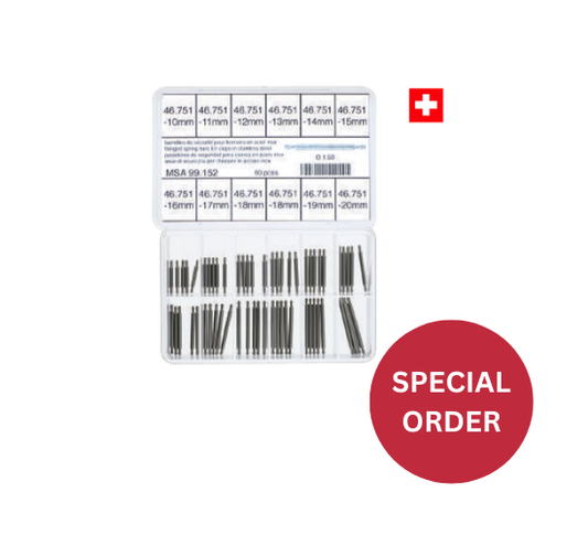 Spring Bar Assortment, 1.5mm Diameter, Flanged for Clasps, 60 Pieces - Watch Off The Cuff
