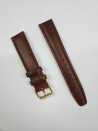 Brown Leather with Brown Stitching and Gold-tone Buckle