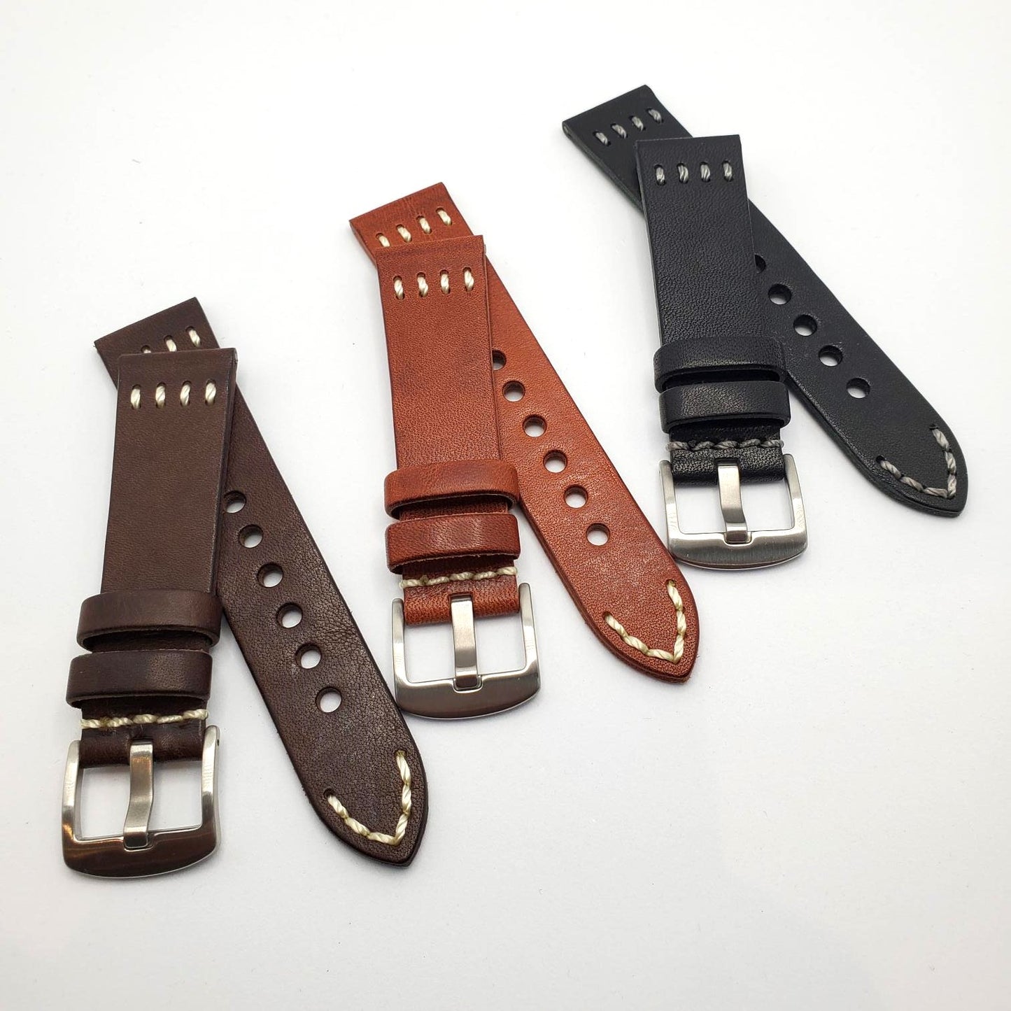 Vintage Leather Strap with Steel Buckle (avail. Black, Brown, Light Brown)