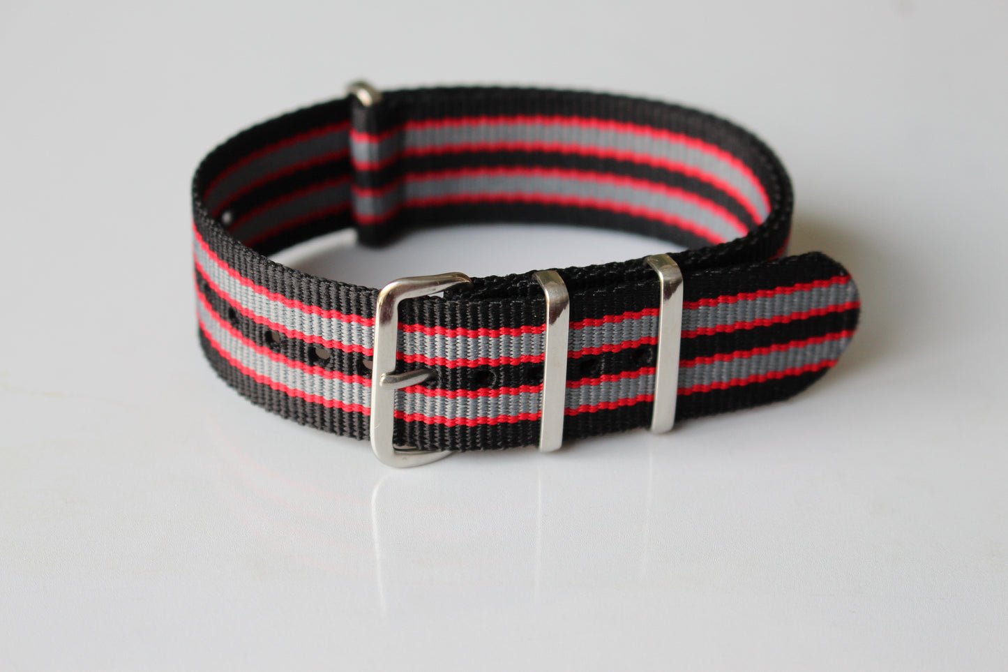 Black, Red & Gray Nato Watch Band - Watch Off The Cuff